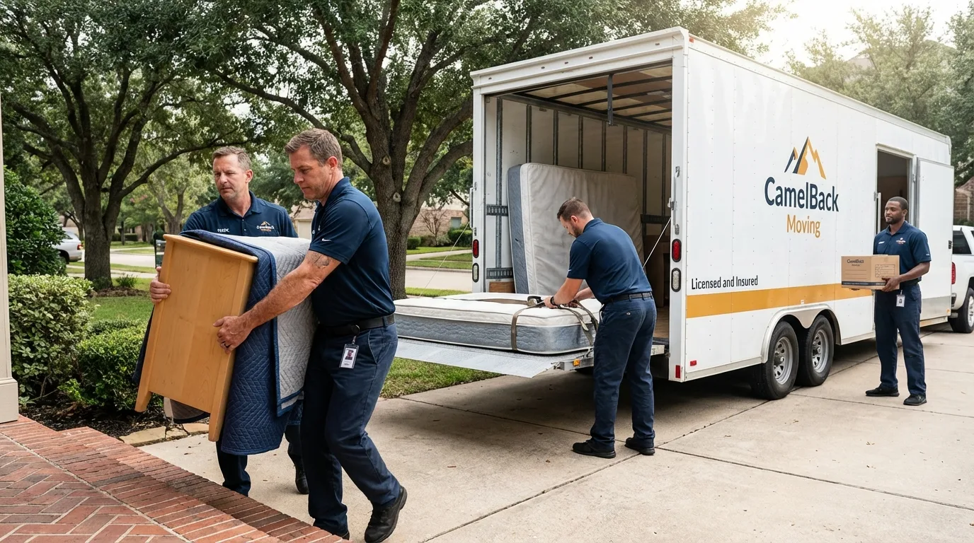 Crew loading residential truck for cross-state move from Wharton, NJ