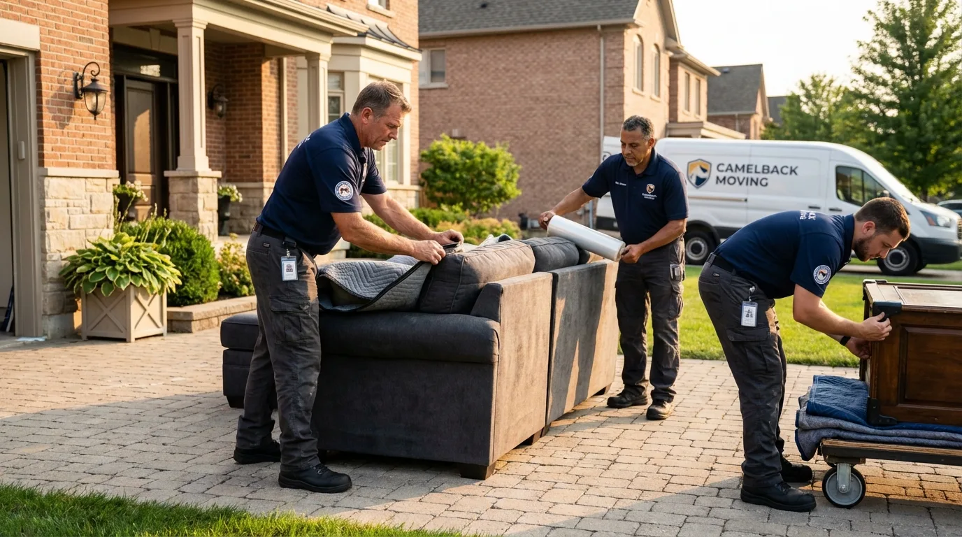 Large estate moving crew wrapping furniture in Wharton, NJ